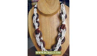 White Beading wrap Woods Fashion Necklaces